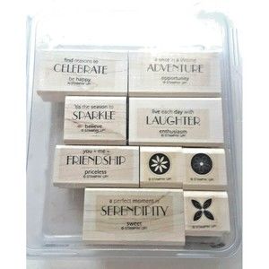 Stampin' Up! "Sweet Serendipity" Stamp Set Wood Mounted Retired Sparkle Laughter